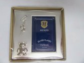 fotolijst, kader baby 7x10cm silver plated, spel , schoentjes , beer