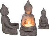 Boedha - Cement theelichthouder - Boeddha -  8 x 15,5 cm