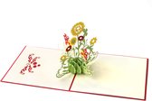 Popupkaart - Bloemenkaart Zonnebloemen Valentijn Moederdag Felicitatie 3D pop-up wenskaart