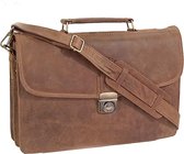 Branco Savage Vintage look 38x26x10cm Unisex Aktetas - Cognac Bruin