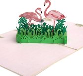 Wenskaart flamingo Verjaardag Valentijn Felicitatie 3Dpop up kaart