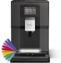 Zwarte Krups Intuition volautomaat met touchscreen en een regenboog van licht.