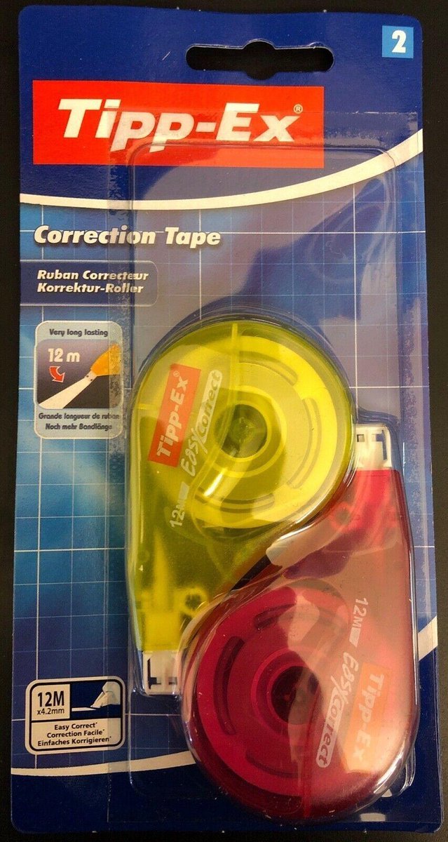 Tipp-Ex Correctieroller - Easy Correction tape extra lang - 4,2 mm x 12 m -  blister 2... | bol.com