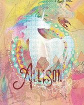 Allison: Colorful Rainbow Unicorn - 100 Pages 8''X10'' Girl's Composition Wide Ruled Notebook