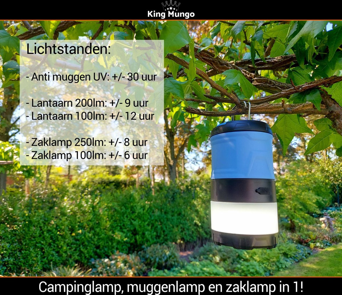 Anti Muggenlamp LED Camping Lamp 3in1 Thuis Muggenvanger Zaklamp