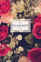 Weekly Planner 2020: Pretty Floral Roses Print - 6x9 in - 2020 Calendar Organizer with Bonus Dotted Grid Pages + Inspirational Quotes + To-