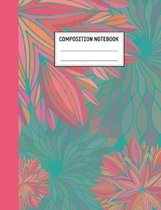 Composition Notebook: 120 Pages - Wide Ruled - For Girls in Elementary or Middle School - Matte Cover with a Teal and Pink Mandala Pattern