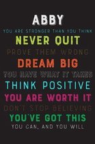 Abby You Are Stronger Than You Think Never Quit Prove Them Wrong Dream Big You Have What It Takes Think Positive You Are Worth It Dont Stop Believing