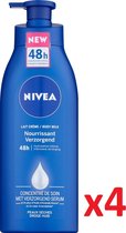 NIVEA Bodymilk 48h Intensieve Hydratatie - With Moisturizing Serum - Voor Droge Huid - Met Pomp - 4 x 400 ml