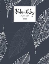 2020 Monthly Planner: 12 Months Calendar with Lined Paper for Writing Notes - Simple Monthly Planners Book- One Year Appointment Agenda Sche