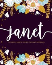 Janet: Notebook - Libreta - Cahier - Taccuino - Notizbuch: 110 pages paginas seiten pagine: Modern Florals First Name Noteboo