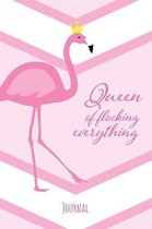 Journal Queen of flocking everything: Flamingo Notebook for bird lovers - diary - place for your notes, ideas, dates - 100 pages, 6 x 9'' lines - in Pi