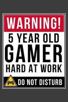 Warning 5 Year Old Gamer Hard At Work Do Not Disturb: 5 Year Old Gamer 2020 Calender Diary Planner 6x9 Personalized Gift For 5th Birthdays