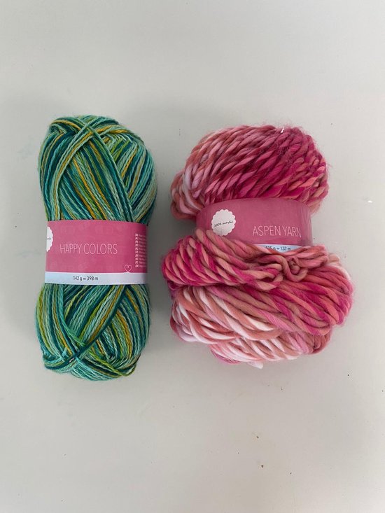 Bollen wol met diverse kleuren in overgang (groen/roze) - set van 2 stuks  (topkwaliteit) | bol.com