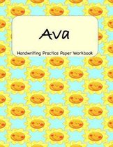 Ava - Handwriting Practice Paper Workbook: 8.5 x 11 Notebook with Dotted Lined Sheets - 100 Pages