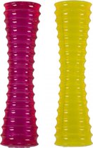 Duvo+ Sbs rubber apporteerstick Geel/fuchsia S - 15,2cm