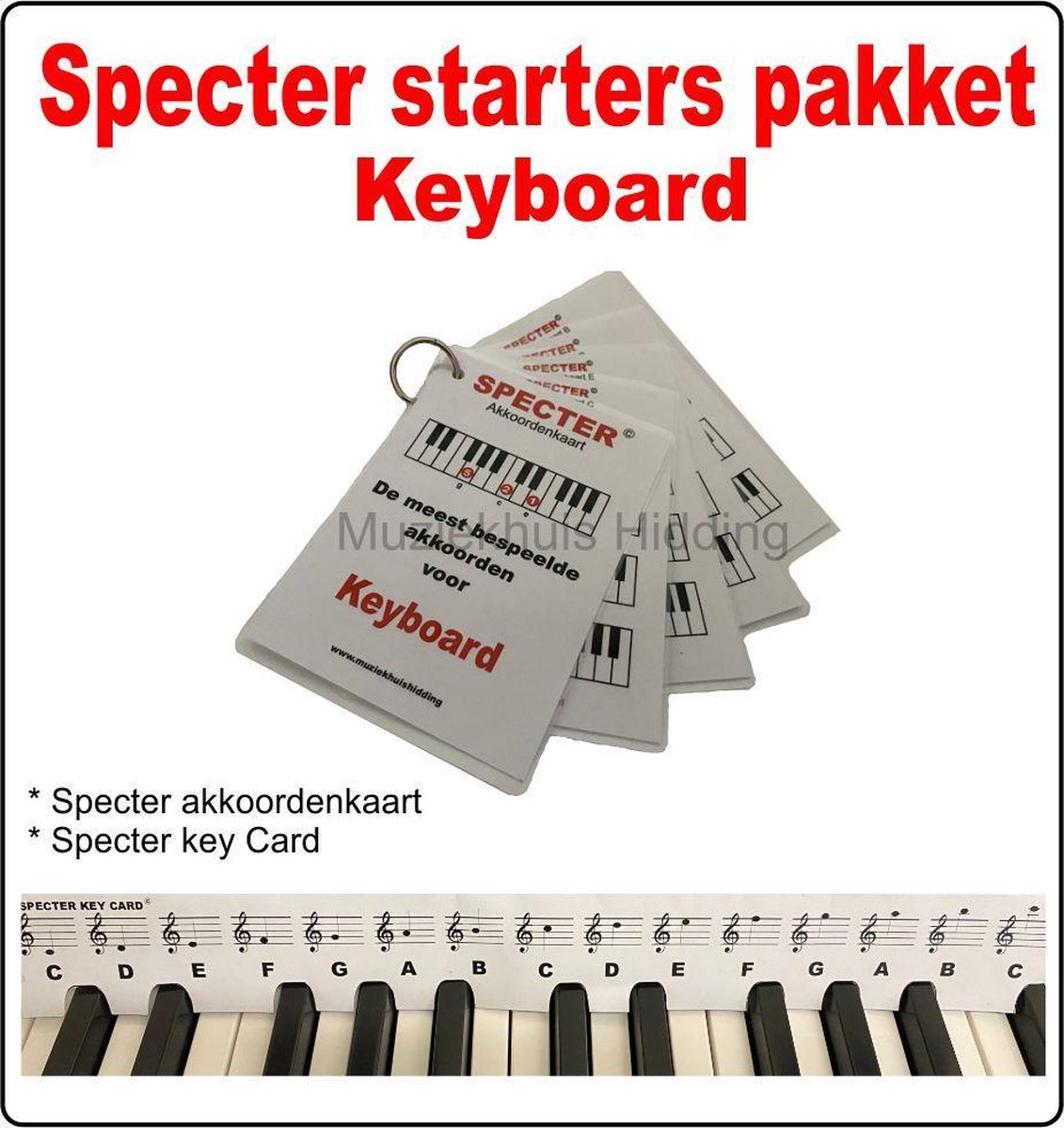 Specter Piano / Keyboard beginner pakket / Akkoordenkaart / Keycard