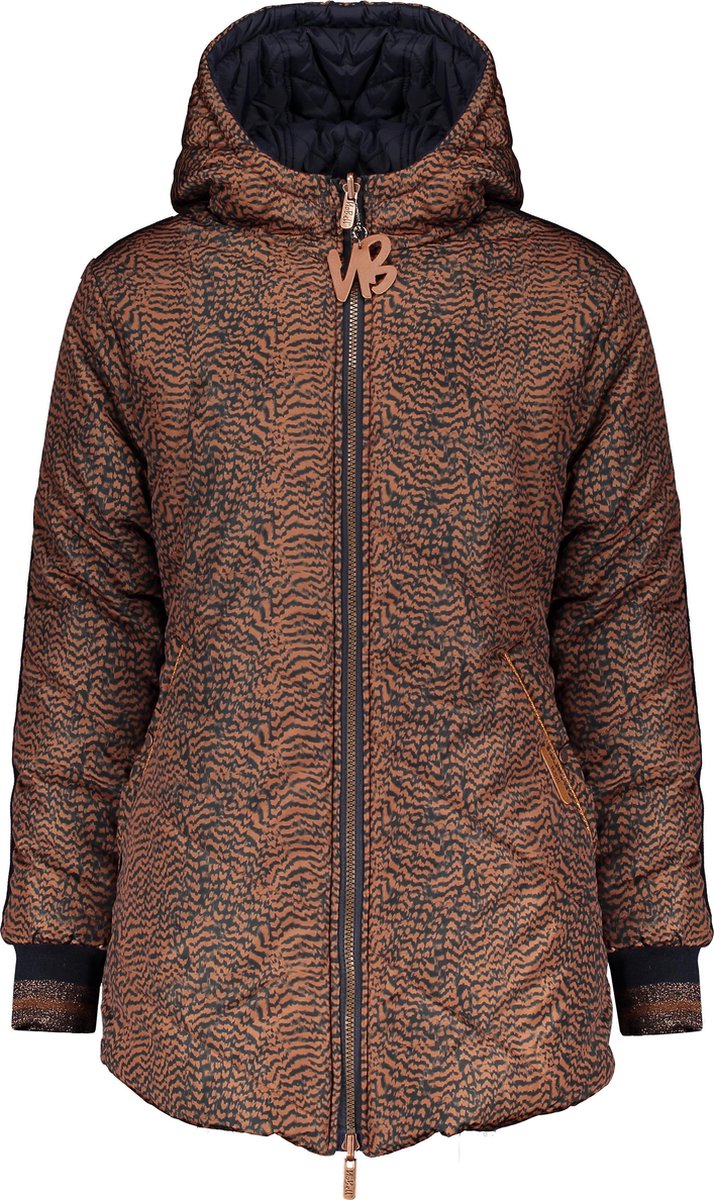 Nobell' Meisjes Reversible winterjas - Leather Brown - Maat 110/116