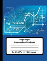 Graph Paper Composition Notebook 5 x 5 - 8.5'' x 11'' - 200 pages: Grid Paper, 5 Squares per Inch, 200 Numbered Pages, 100 Sheets, Blue