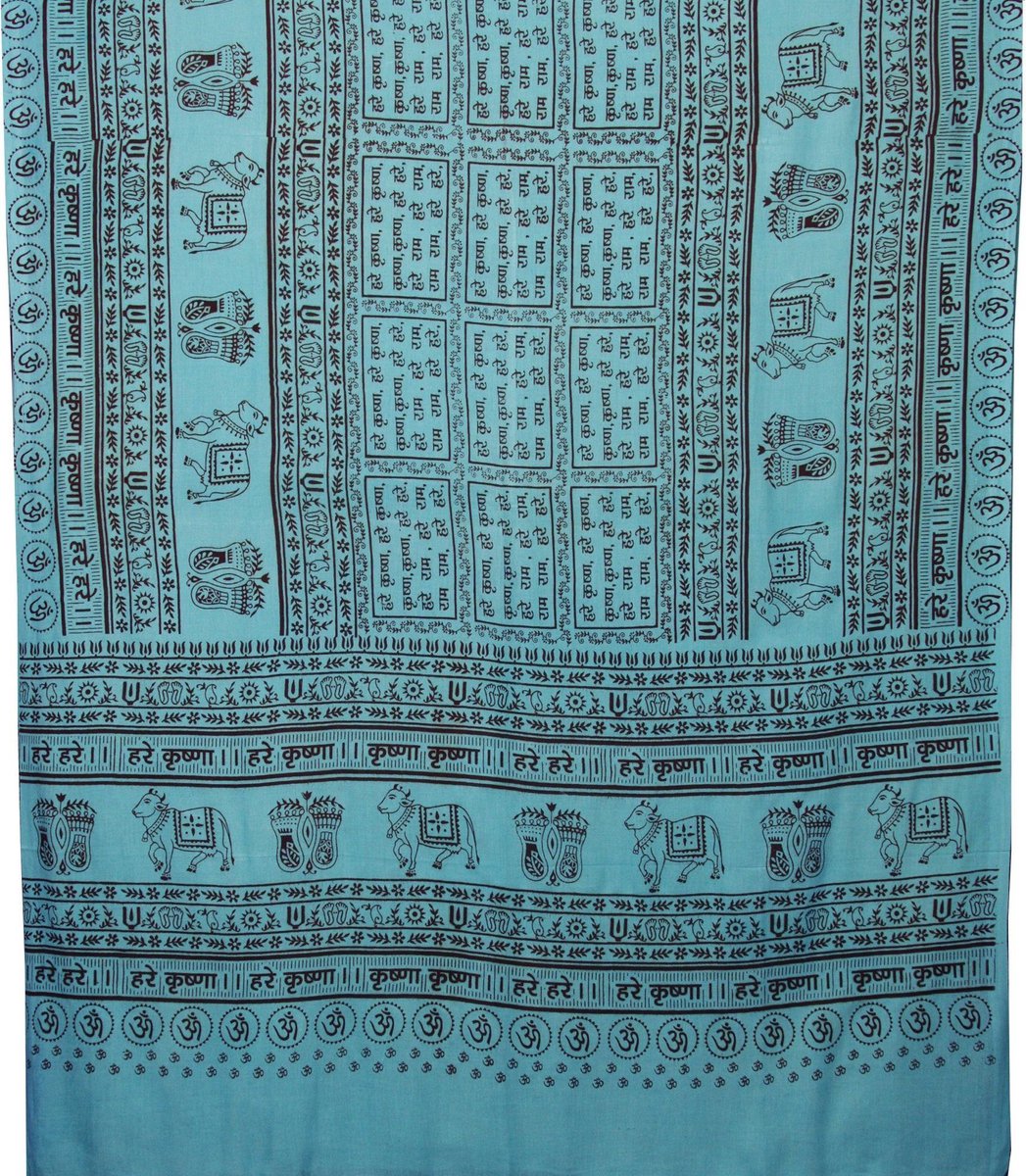 Meditatie omslagdoek met mantra Maha, XL, 220 x 106 cm, turquoise