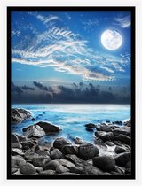 Maan posters  - natuur poster – landschap poster - oceaan - zee - water wanddecoratie -  50x70 cm