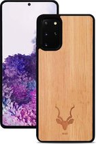 Kudu Samsung Galaxy S20 Plus hoesje case - Houten backcover - Handgemaakt en afgewerkt met duurzaam TPU - Bamboe - Zwart