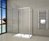 Serie Lotus - Douchecabine Rechthoek - 110x80 Schuifdeur - Chroom Vrijstaand -  8mm Helder Veiligheidsglas - Antikalk