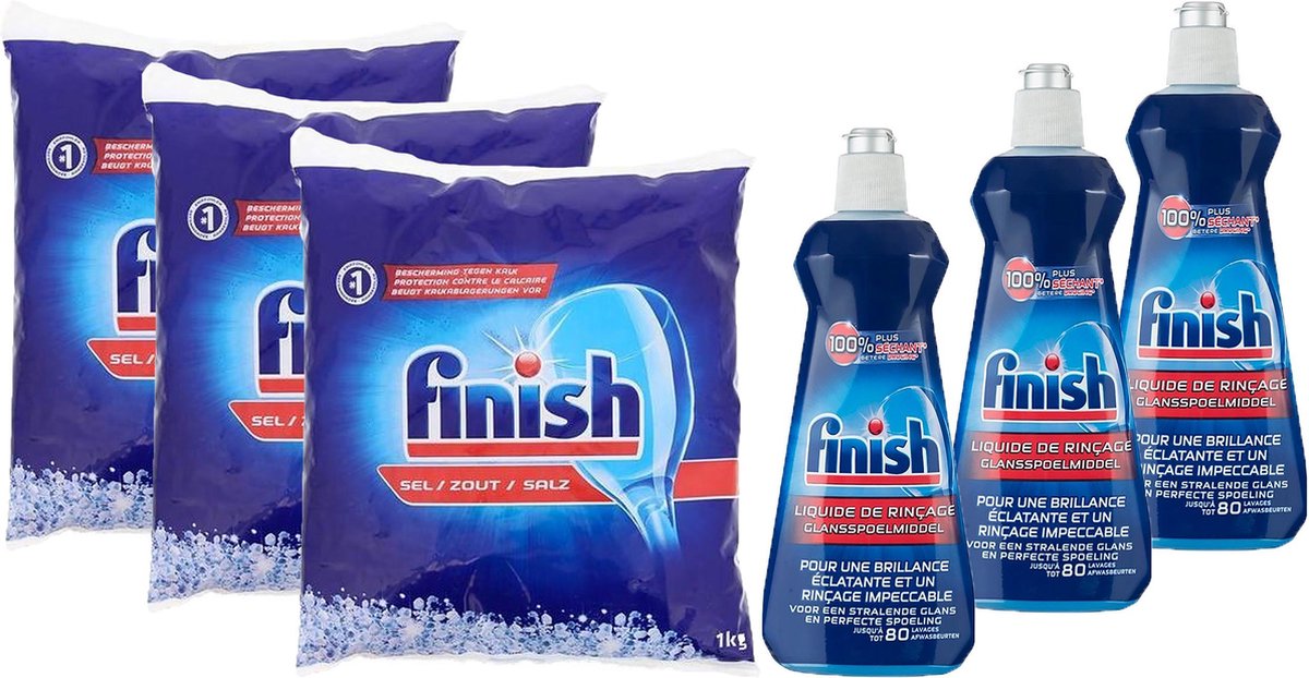 Sel de Finish Pour Lave-Vaisselle 1 kg + Finish De Rinçage De Finition