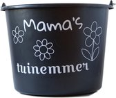 Cadeau emmer – 12 liter – zwart – met tekst: Mamas tuinemmer