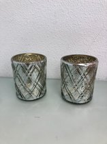 Decoratieve kaarshouders goud/zilver - set van 2 stuks