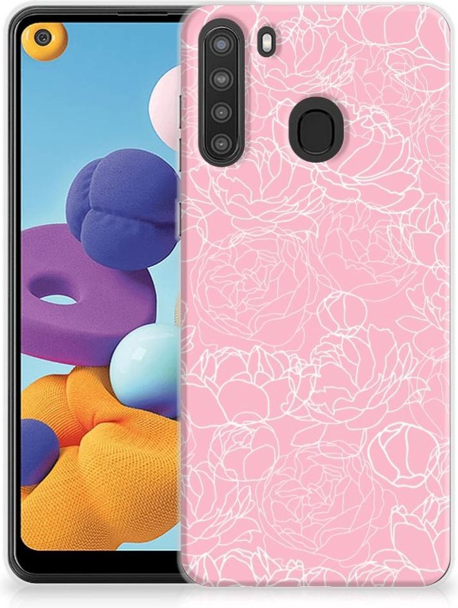 Samsung Galaxy A21 TPU Case White Flowers