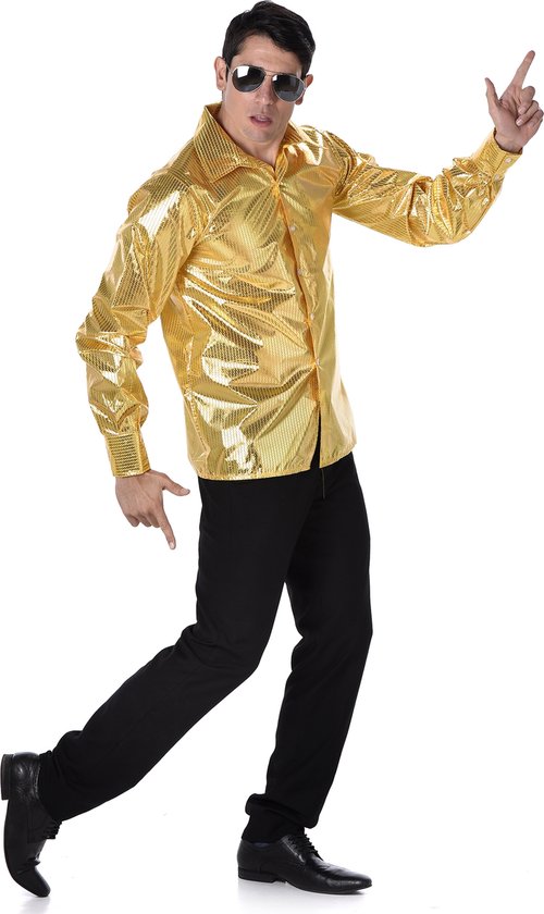 Vegaoo - Gouden disco blouse voor mannen