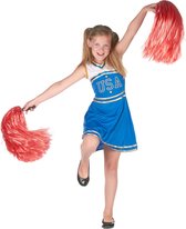 LUCIDA - Blauw USA cheerleader kostuum voor meisjes - L 128/140 (10-12 jaar)