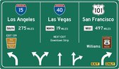 Signs-USA Verkeersbord - Los Angeles + Las Vegas + San Francisco - Wandbord - Dibond - 120x70 cm