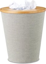 relaxdays trash bamboo - poubelle avec seau intérieur - poubelle en bois - 35 cm de hauteur