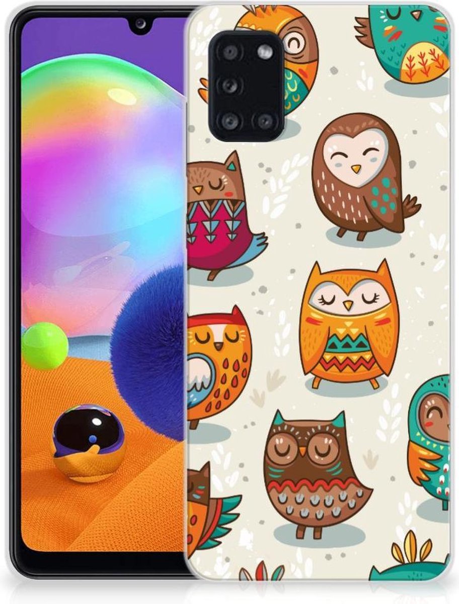 Samsung Galaxy A31 TPU Hoesje Vrolijke Uilen