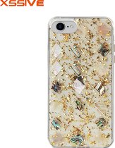Xssive Glitter Schelpen Back Cover Case voor Apple iPhone 7 - iPhone 8 - iPhone SE (2020) - Goud