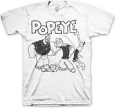 Popeye Heren Tshirt -L- Group Wit