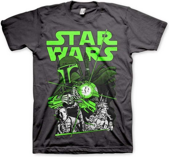 Star Wars Heren Tshirt -M- Vintage Boba Fett Grijs