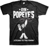 Popeye Heren Tshirt -S- Popeye's Gym Zwart