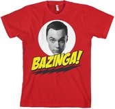 The Big Bang Theory Heren Tshirt -L- Bazinga Sheldons Head Rood