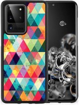 Smartphone Hoesje Geschikt voor Samsung Galaxy S20 Ultra Backcase TPU Siliconen Hoesje met Zwarte rand Geruit