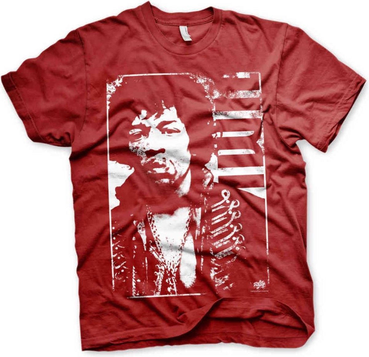 Jimi Hendrix Heren Tshirt -S- Distressed Rood