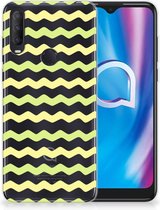 Siliconen Back Cover Alcatel 1S (2020) GSM Hoesje Waves Yellow