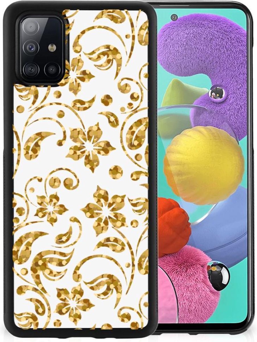 Samsung Galaxy A51 Skin Case Gouden Bloemen
