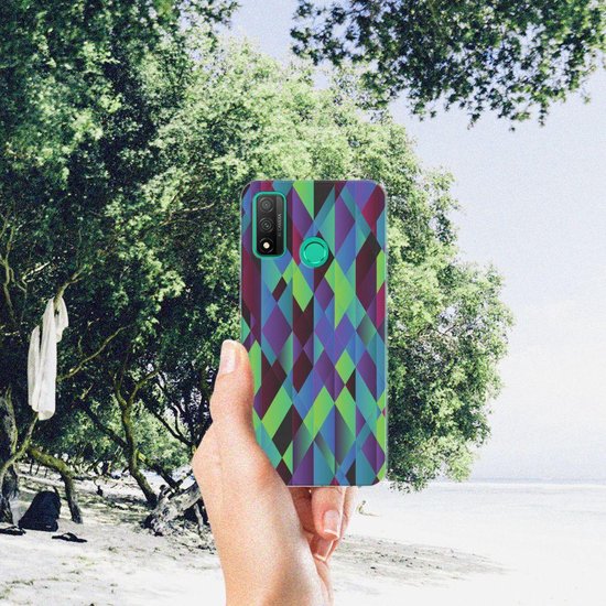 Coque Téléphone pour Huawei P Smart 2020 Souple Housse Résumé Vert Bleu