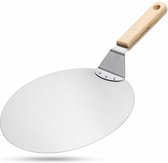 Pizzaschep - Pizzaschep RVS Rond voor BBQ of Oven - Houten Handvat 30cm Pizzaschep - Pizzaspatel - Taartschep -Spatel - Cadeau voor Pizzaliefhebber -