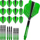 Dragon Darts – Harrows - Combi kit – Quantum-X – 3 sets darts shafts – 4 sets darts flights - Groen