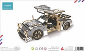 Bouwpakket 3D Puzzel Sportauto met Vleugeldeuren van hout- kleur