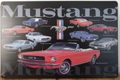 Ford Mustang Collage rood Reclamebord van metaal METALEN-WANDBORD - MUURPLAAT - VINTAGE - RETRO - HORECA- BORD-WANDDECORATIE -TEKSTBORD - DECORATIEBORD - RECLAMEPLAAT - WANDPLAAT -